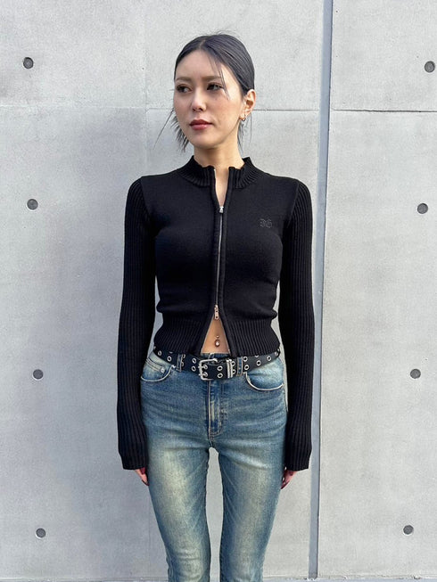 2パターン編地デザインニットTOP